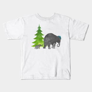 Christmas Elephants Inspired Silhouette Kids T-Shirt